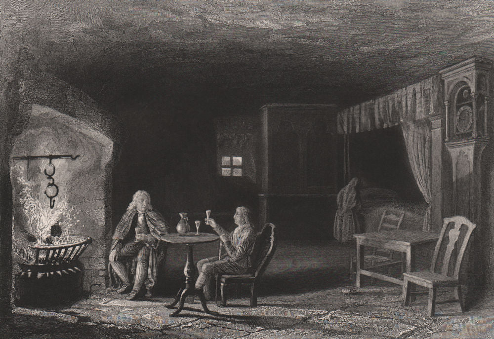 Robert Burns' birth place interior. Burns Cottage, Alloway. BARTLETT c1840